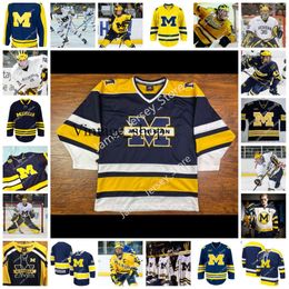 Vin 2022 NCAA Custom Michigan Wolverines Stitched Hockey Jersey 90 Jay Keranen 94 Mark Estapa 19 DYLAN LARKIN Jerseys 43 Quinn Hughes 14 Ty