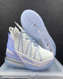 LeBron 18 Blue Tint CW3156400 black and white gold shoes Sandals size us7us12 with box8669811