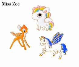 Pins Brooches Miss Zoe Lovely Little Horse Deer Brooch Button Pins Denim Clothes Backpack Pin Badge Cartoon Animal Jewelry Gift F19298647