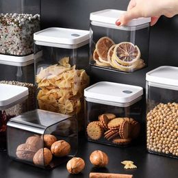 Storage Bottles 700-1900ml Kitchen Organizer And Container Food Box With Acacia Wood Lid Soy Pasta