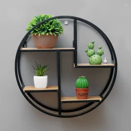 Decorative Plates Round Shelf Metal Storage Basket Fashion Nordic Wall Hanging Rack Net Iron Decoration Holder Flower