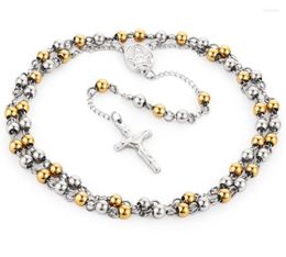 Pendant Necklaces Stainless Steel Rosary Beads Jesus Necklace Catholic Gold Silver Colour Long Chain For Women Jewellery Gifts9469644