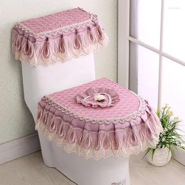 Toilet Seat Covers 3pcs/Set Lace Embroidery Detachable Cover Cloth Dustproof Soft Ring Cushion Home Decoration