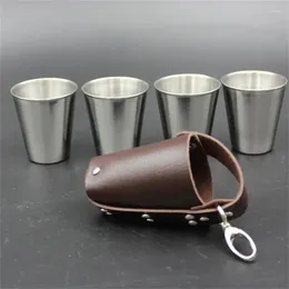 Mugs 320/180/70/30ml 4/1pcs Stainless Steel Wine Cups Outdoor Camping Mug Beer Drinking Coffee Whiskey Cup For Home Bar