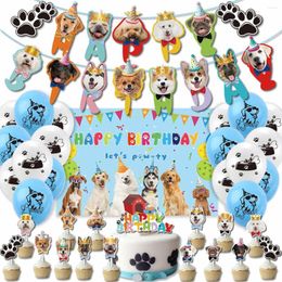 Dog Apparel Pet Theme Birthday Party Decoration Kit Flag Cake Insert Card Balloon Supplies