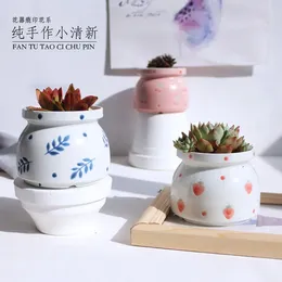 Vases Flower Pot Product Hand-painted Printing Small Fresh Fleshy Ceramic