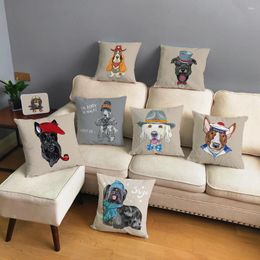 Pillow Cute Cartoon Pet Dog Print Cover Super Soft Short Plush Pillows Covers 45 Throw Case Car Home Decor Pillowcase