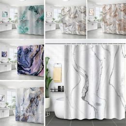 Shower Curtains Marble Ripple Curtain Modern Abstract Striped Waterproof Bathroom With Hooks Luxury Decor Screen