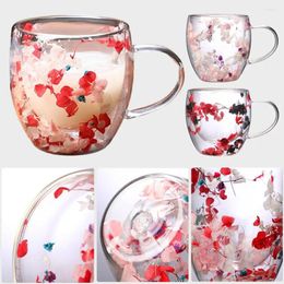 Wine Glasses 250ml Double Layer Coffee Cup With Handle Transparent High Fill Simulated Borosilicate Mug Resistant Heat Milk Glass V2I0