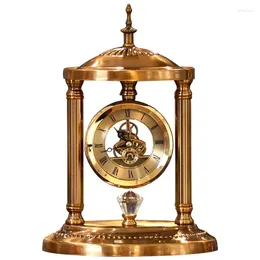 Table Clocks Luxury Retro Vintage Classical Pendulum Desk Clock Decorative Metal Silent On The For Study