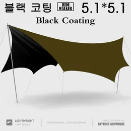 Tents And Shelters Octagon 5x5 Black Coating Tarp For 12 People Ultra Large Outdoor Camping Coated Waterproof Octagonal Sunshade Awning