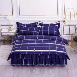 Bedding Sets 4 Pcs Simlpe Pure Cotton For Home Comfortable Bedroom 2 Persons Duvet Cover Bedsrpead Skirt Kingsize