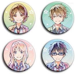 Brooches Your Lie In April Arima Kousei Miyazono Kaori 58 Mm Anime Badge Pin Brooch