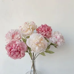 Decorative Flowers 1Pc Artificial Single-headed Peony Bouquet Simulation Silk Flower Xmas Party Decor Faux Fake Wedding Home Decoration