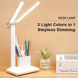 Table Lamps LED Desk Lamp Touch Dimming USB Charging Foldable With Pen Holder Night Light For Bedroom Student Study Reading