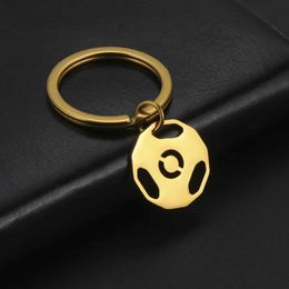 Keychains Lanyards Amaxer Football Keychain Soccer Key Ring Gold Colour Shinny Key Chains Gifts For Boy Girl Bag Accessorie DIY Handmade Jewellery Y240510