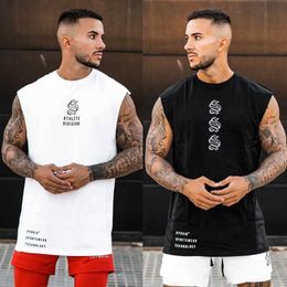 Men's T-Shirts New Men Vest Fashion Mens Clothing Jogger Sports Casual Cotton Printed Gym Running Training Breathab Basketball H240513