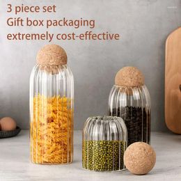 Storage Bottles Premium Glass With Food-Grade Cork Lid Ideal For Storing Grains And Coffee Beans Set Of Jars In A Gift Box