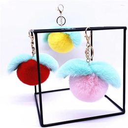 Party Favour 1Pcs Cute Bow Keychain Ball Bag Plush Pendant Cartoon Car Key Chain Small Gift Accessories Keyring Holder Rings