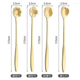 Spoons Cherry Blossom Spoon Cute And Creative Stainless Steel Long Handled Coffee Stirring Ice Cream Honey Dessert