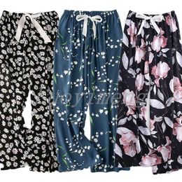 Women's Pants Capris 2024 New Ladies Summer Ankle-Length Pants Floral Slp Bottoms Thin Section Soft Cotton Loose Casual Women Home Pants Outsides Y240509