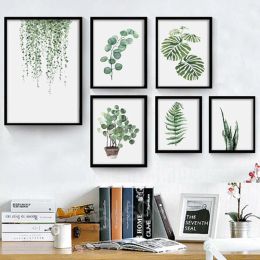 Green Plant Digital Painting Modern Decorated Canvas Leaves Art for Hotel Sofa Wall Decor ZZ