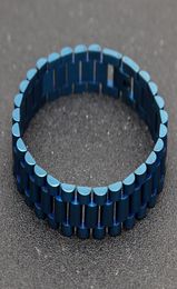 Men Stainless Steel Hip hop Style Bracelet Black Blue Gold Silver Watch Chain Bracelet Link Fashion Punk Jewelry6432280