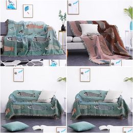 Blankets Blanket Textile City Ins Modern Simple Koi Fish Pattern Sofa Towel Home Decor Throw Comfy Soft Carpet Dust Proof 230809 Drop Dhwci