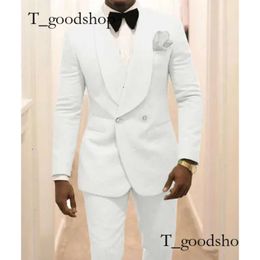 Garnitury męskie Blazery wykonane niestandardowe drużbki biały wzór groom smoking szal Lapel 2pcs Wedding Man Jacket Pants Costume Homme 230407 995