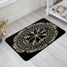 Carpets Mandala Compass Black Tattoo Mediaeval Kitchen Doormat Bedroom Bath Floor Carpet House Hold Door Mat Area Rugs Home Decor