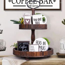Party Decoration Wood Farmhouses Tiered Tray Decors Coffee Cup Bar Sign For Cake And Display Supplies
