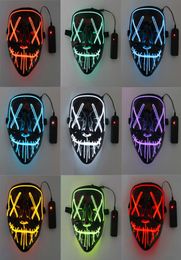 Horror LED Luminous Glowing Halloween Party Mask Neon EL Hallowmas Masque Masquerade Cosplay Masks Dark Funny Supplies ZXFTL06428733212