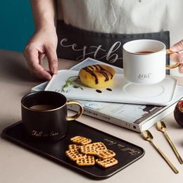 Mugs 220ml European Style Ceramic Coffee Cup Saucer Set With Spoon Bone China Afternoon Tea Cups Suite Breakfast Milk Mug Wholesale
