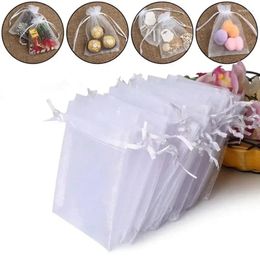 Jewellery Pouches 20PCS Batch Drawable Party Supply Christmas Favour Packing White Drawstring Pocket Organza Gauze Sachet Gift Bags