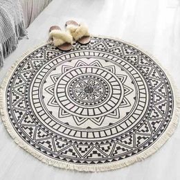 Carpets Home Decor Living Room Bedroom Carpet Round Cotton Linen Tassel Rug Yarn-dyed Tapestry Mat Kitchen Mats For Floor