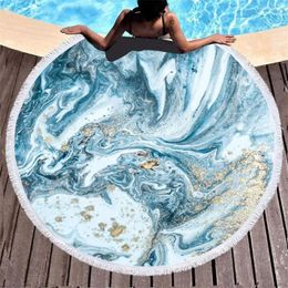 Towel Microfiber Marble Abstract Pattern Beach Round Large Watercolor Yoga With Tassel Mat Blanket Cover Picnic