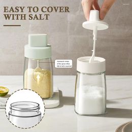 Storage Bottles Protable Seasoning Box Condiment Canister Kitchen Glass Bottle Salt Spice Container With Lid Spoon Sugar Bowl
