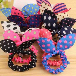 Hair Accessories 20 pieces of blended rabbit ear elastic headbands suitable for girls fashionable bow ponytail bracket hair accessories headwear d240513