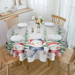 Table Cloth Christmas Snowman Round Tablecloth Waterproof Wedding Party Cover Dining