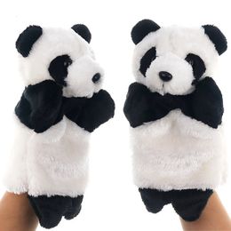 25 cm Panda Plüsch Handpuppe Tier Füllung weiche Handschuhe Cartoon Rollenspiele Schlafenszeit Geschichte Kinder lernen Puppe 240509