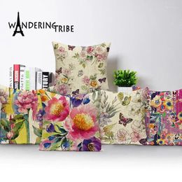Pillow Vintage Decorative Covers Nordic Home Decor Throw Flower Floral Butterfly Pillows Shabby Linen Pillowcase 45