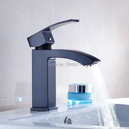 Bathroom Sink Faucets Black Waterfall Faucet Basin Mixer Deck Mounted And Cold Water Taps Torneira ZR368