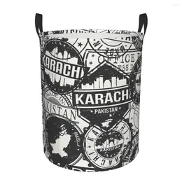 Laundry Bags Pakistan Travel Stamp Pattern Dirty Basket Waterproof Home Organiser Clothing Kids Toy Storage