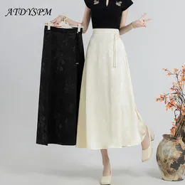 Skirts Fashion 2024 Chinese Hanfu Style Vintage Jacquard Temperament Wrap Hip For Women High Waist Casual A-Line Long