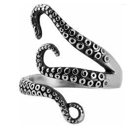 Cluster Rings Punk Wrapped Octopus Whisker Ring Personality Cold Animal Squid Tentacles Alloy Open Finger Cool Men's Jewelry Accessories