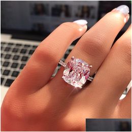 Rings Vecalon Fine Promise Ring 925 Sterling Sier Cushion Cut 7Mm Diamonds Cz Engagement Band For Women Jewellery Drop Delivery Otxri