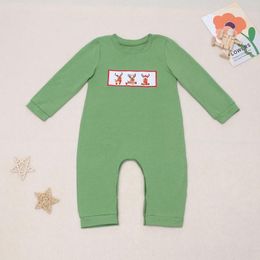 Clothing Sets Baby Boys Clothes Round Collar Long Sleeve Spring Autumn Romper Christmas Elk Embroidery Kids One Piece Children Jumpsuit