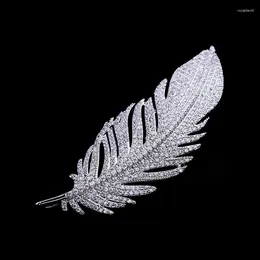 Brooches Stylish Dazzling Rhinestone Alloy Feather Brooch Elegant Corsage Accessories Banquet Party Suit Dress Pins For Women Gift