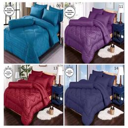 Bedding Sets El High Quality Cotton Set Simple Fashion 7pcs King Size Solid Colour Fitted Sheet Comforter Pillow Case Bloster