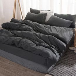 Bedding Sets Men Nordic Washable Solid Color Polyester Set Modern Fashion Soft Breathable Design Juego De Sabanas Home Decor Ec50ct